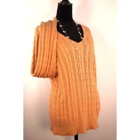 St. Johns Bay Women's V-Neck‎ Cable Knit Sweater Size Large - Picture 2 of 12
